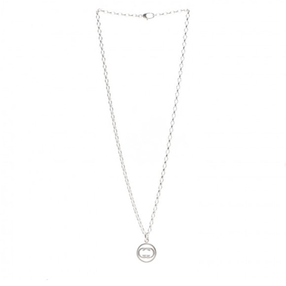 GUCCI Interlocking Circle GG Pendant Necklace in Sterling Silver - Picture 1 of 4